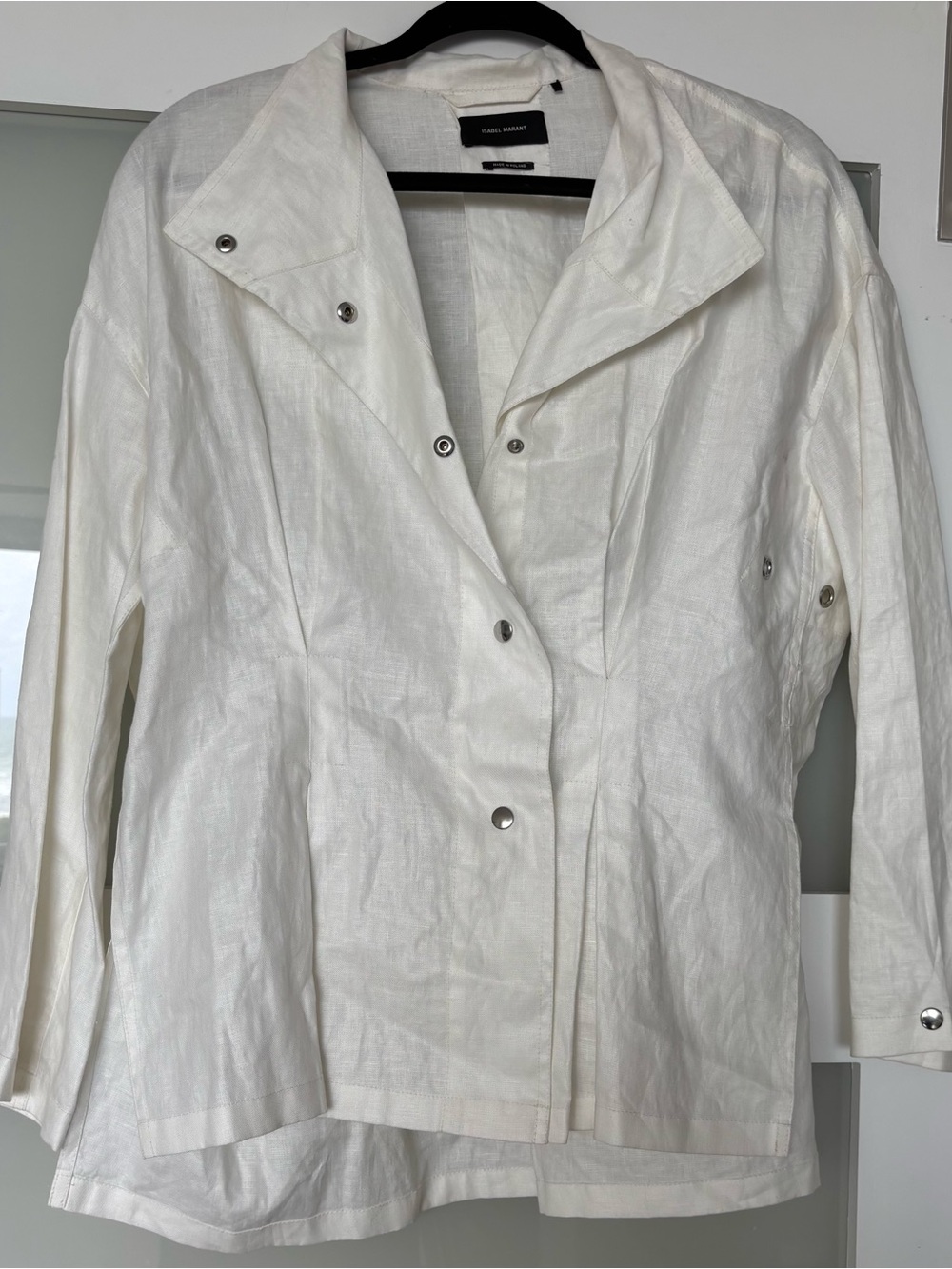 Isabel Marant White Snap-Front Linen Shirt